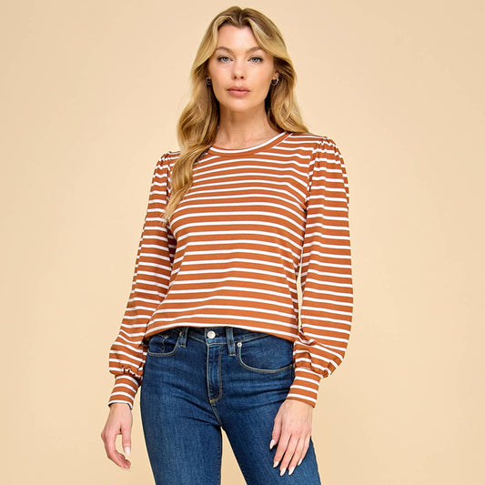 **SALE!** Ellery Striped Bubble Sleeve Top