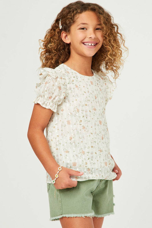 Girls Sheer Floral Whimsy Blouse