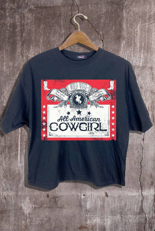All American Cowgirl Cropped Tee