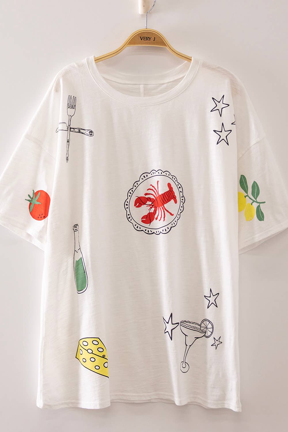 Seafood Graphic Oversized Tee