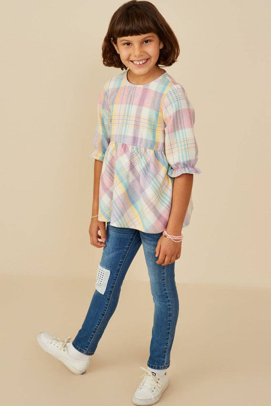 Girls Tartan Plaid Blouse