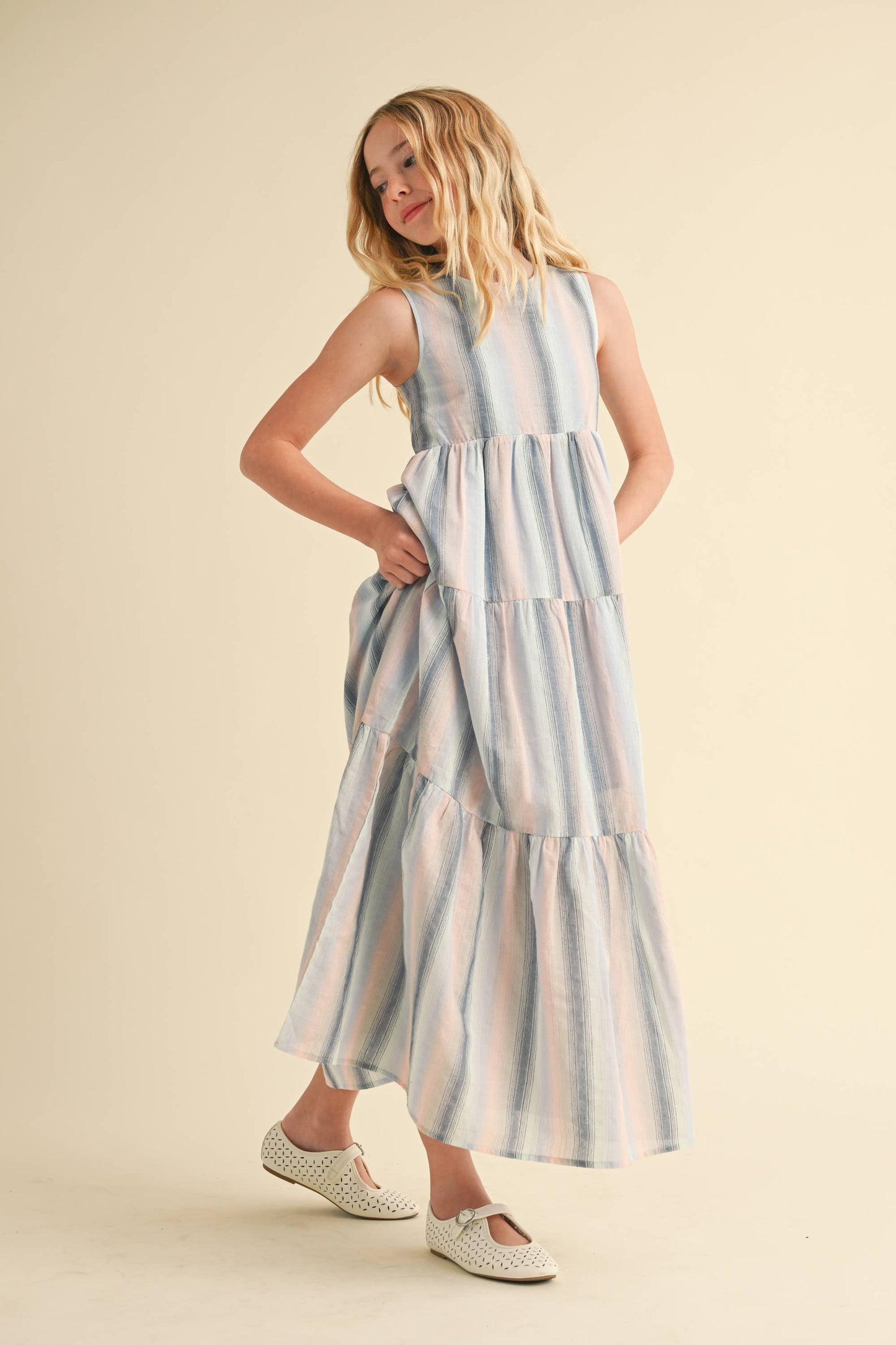 Girls Odette Striped Maxi Dress