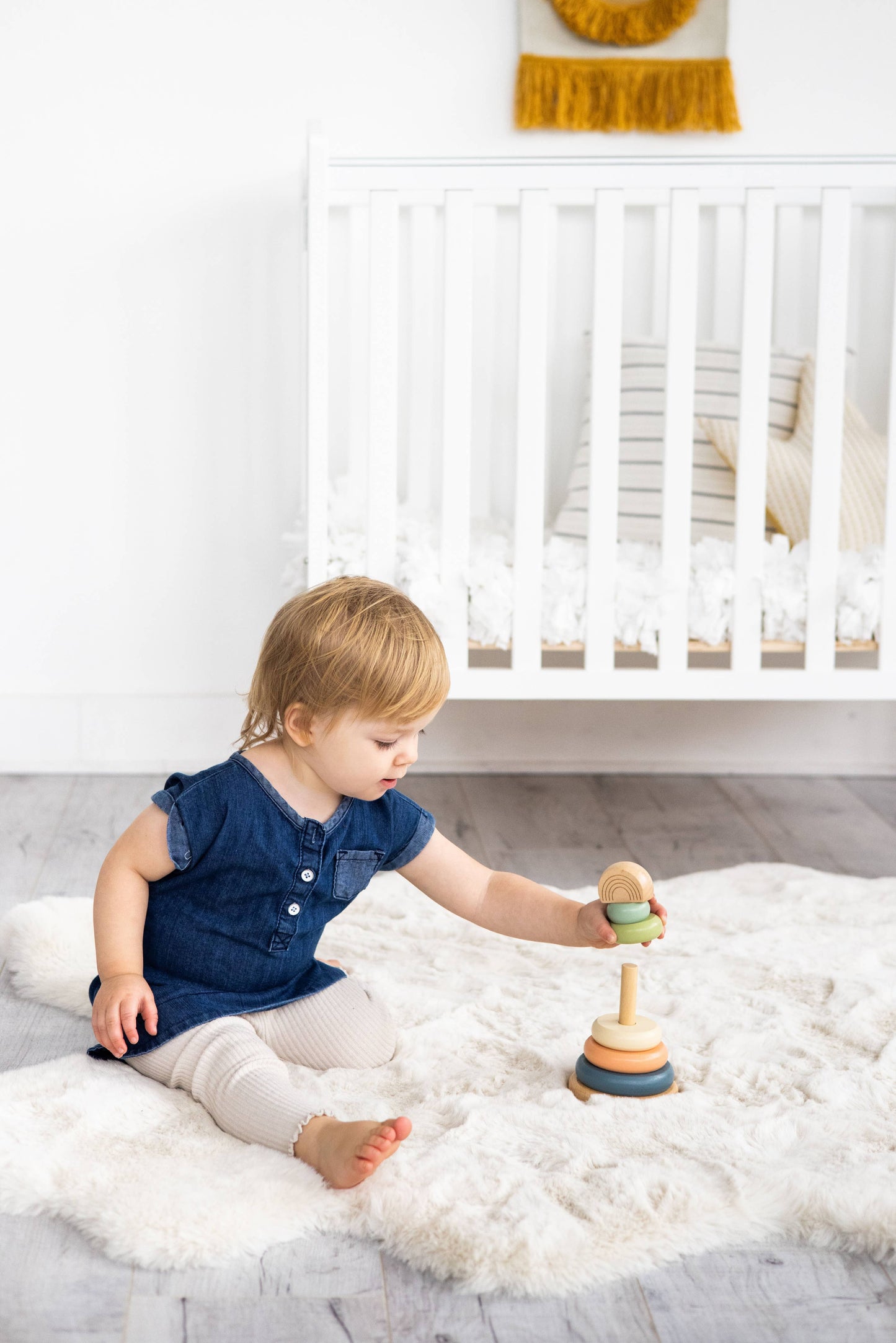 Baby Wooden Stacking Rainbow Tower Baby Toy