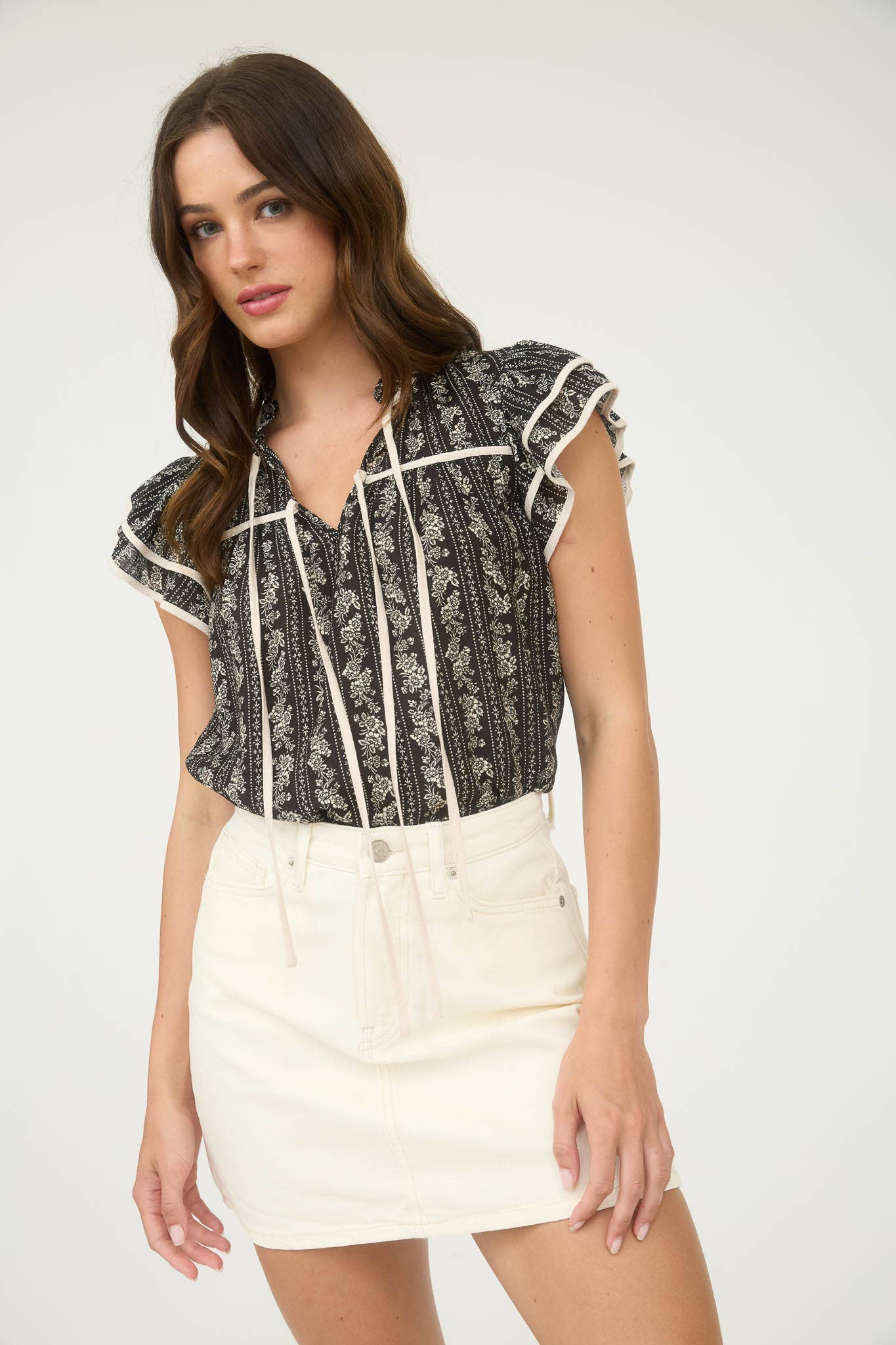 Abigail Floral Flutter Sleeve Blouse