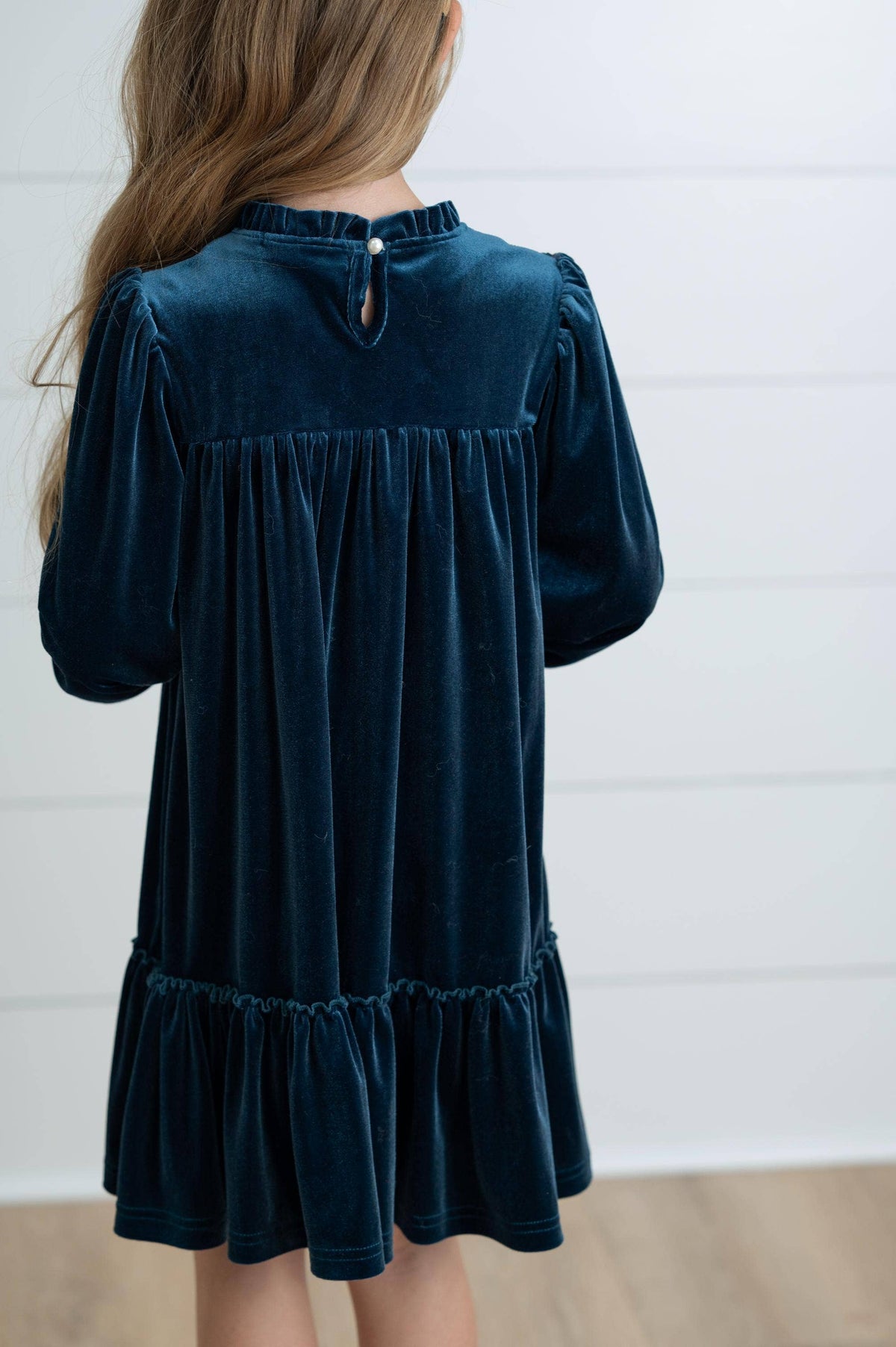 Girls Velvet Blue Dress