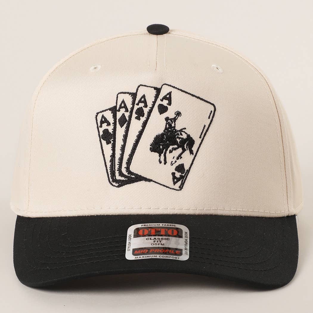 Ace of Cards Embroidered Black Hat