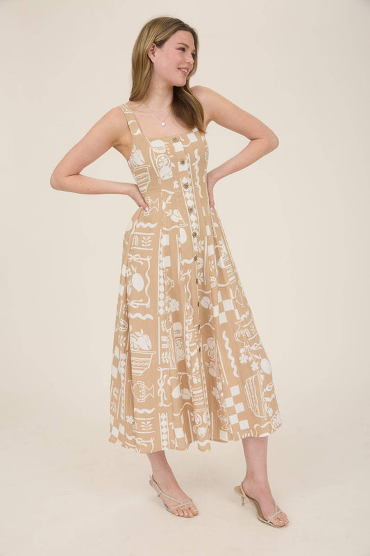 Fruit Bowl Oatmeal Midi Dress