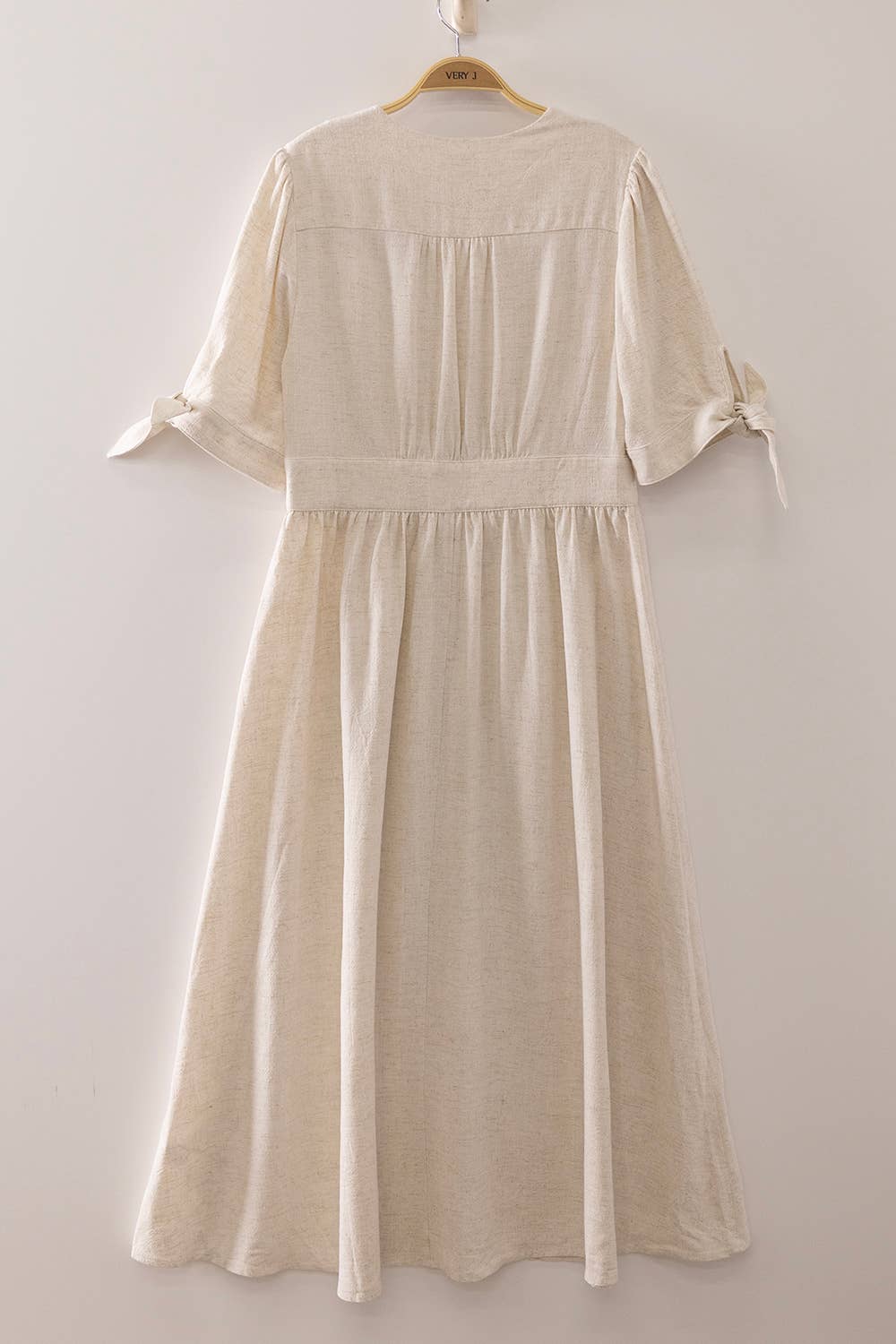Patricia Buttondown Linen Midi Ivory Dress