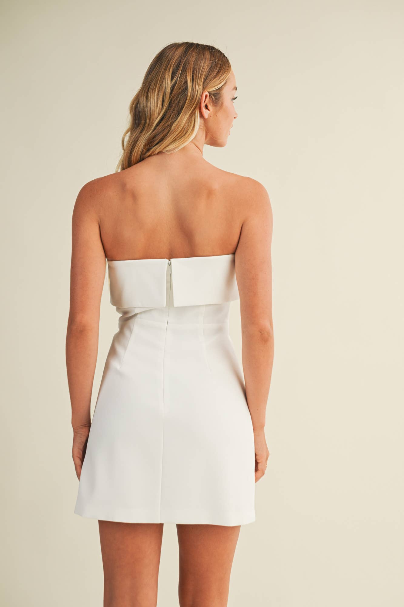 Nori Rhinestone Strapless White Mini Dress