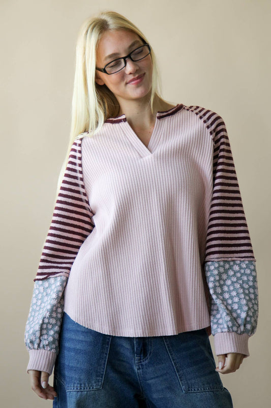 Meredith Floral & Stripe Knit Raglan