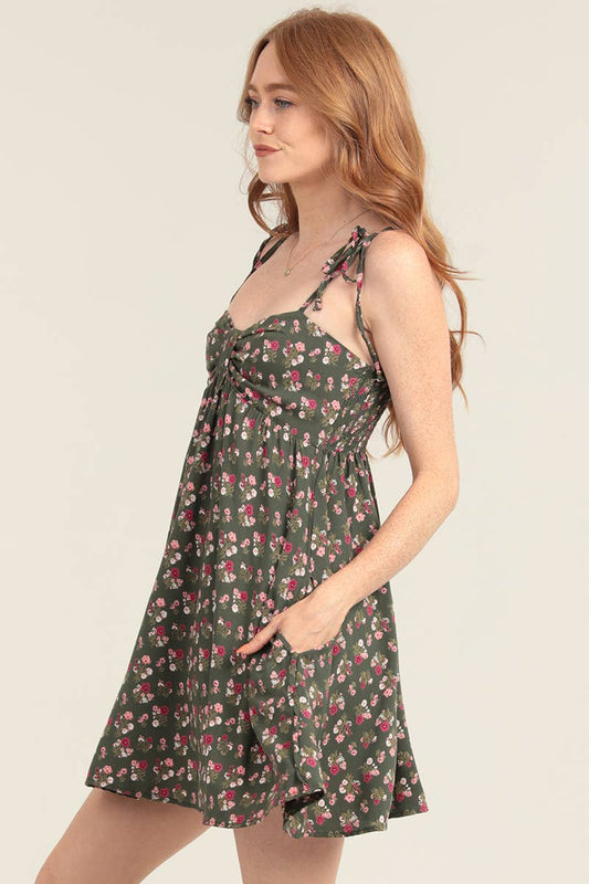 Contessa Floral Spaghetti Strap Mini Dress