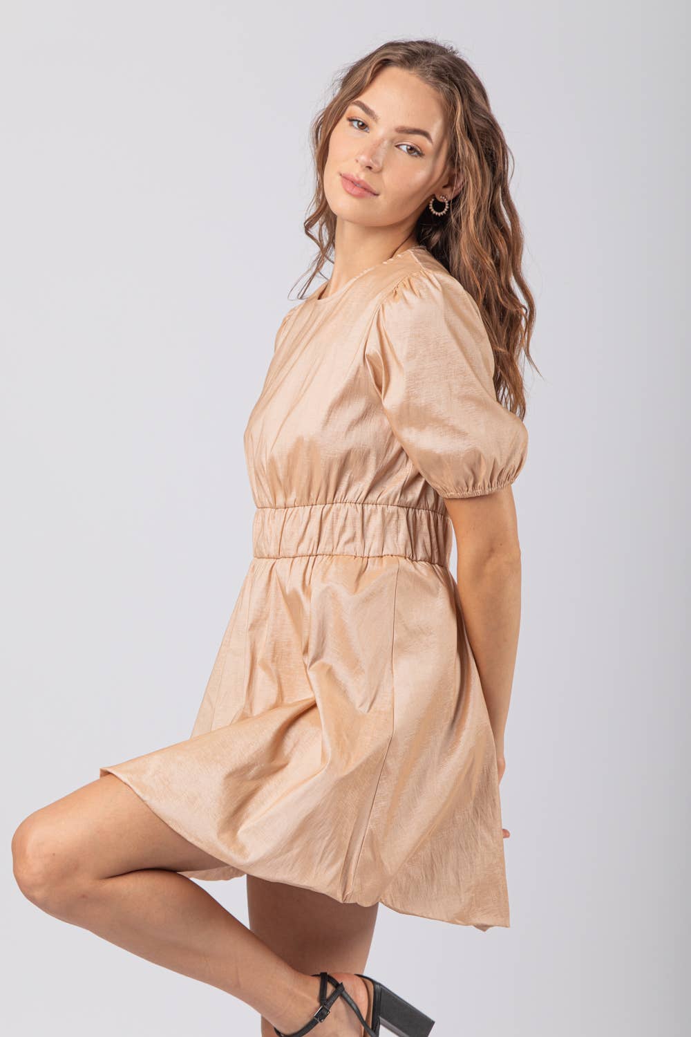Talara Bubble Hem Taffeta Champagne Dress