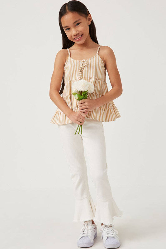 Girls Stripe Tiered Yellow Tank