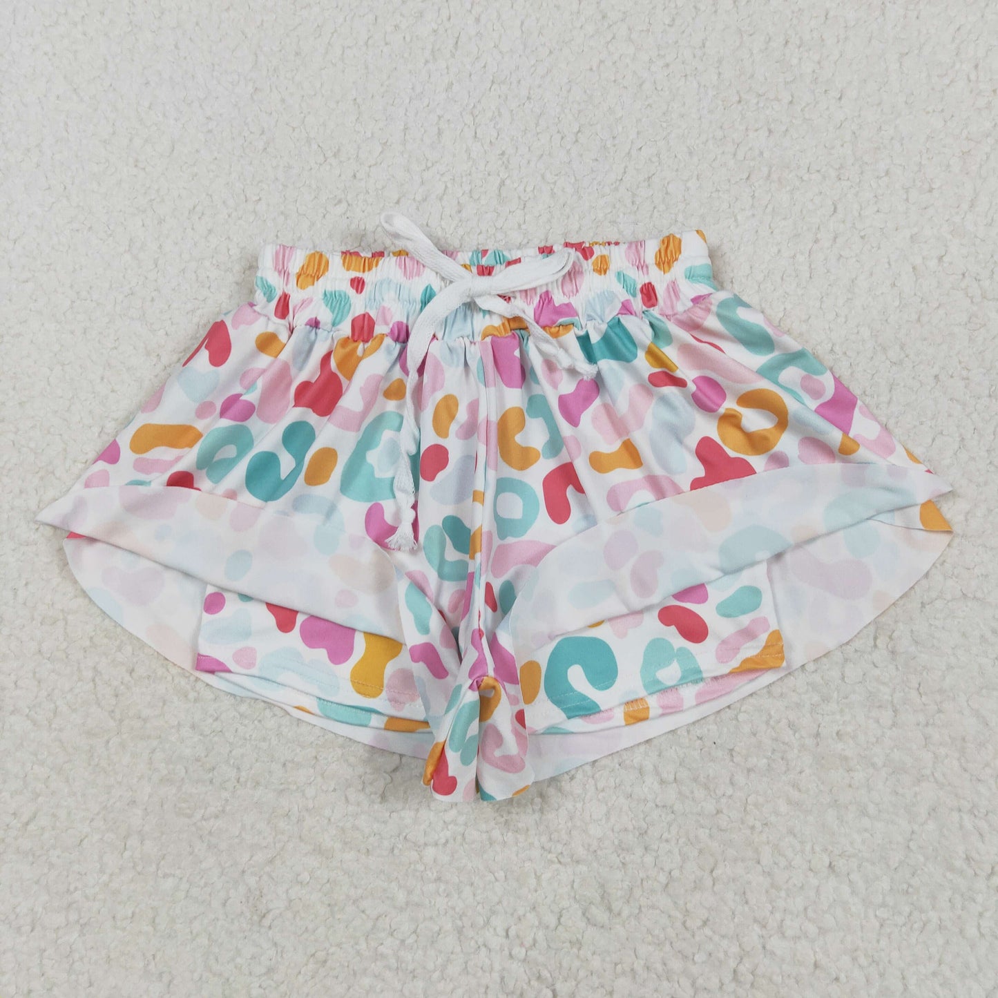 Girls Butterfly Printed Multi Leopard Shorts