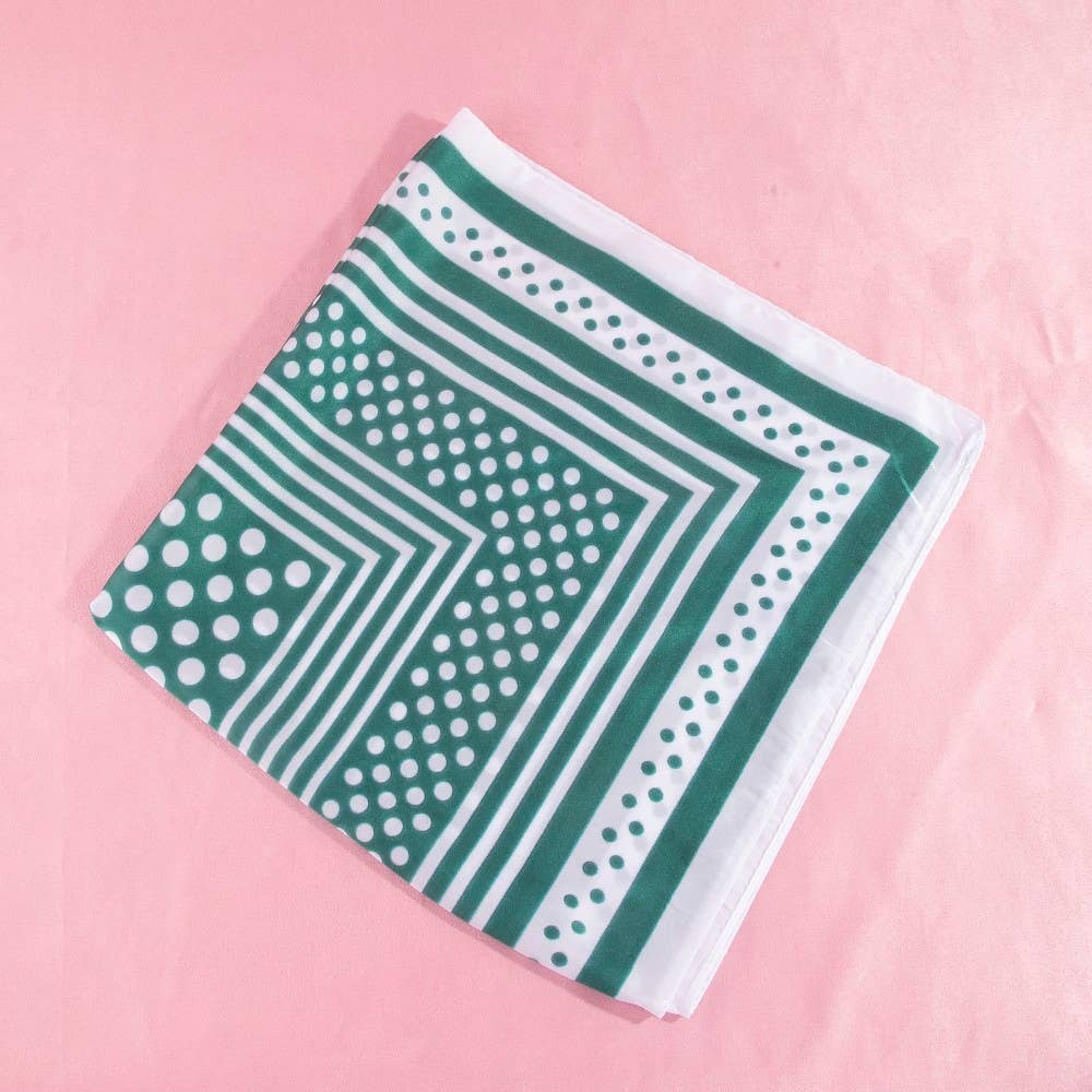 Finch Polka Dot Green Satin Scarf