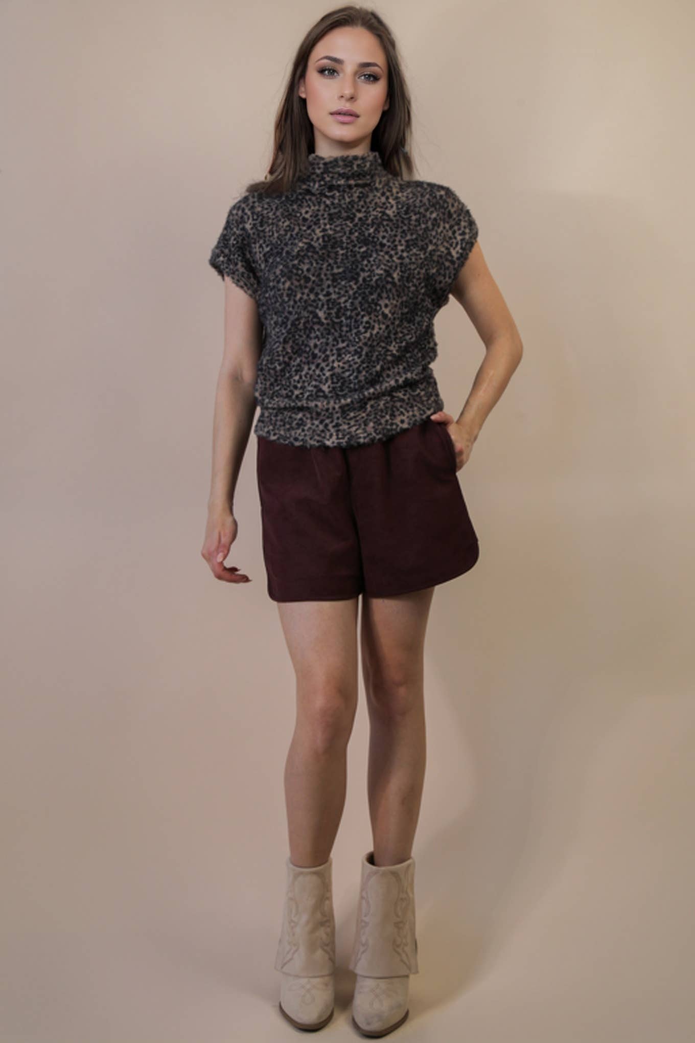 Hazel Mock Neck Leopard Top
