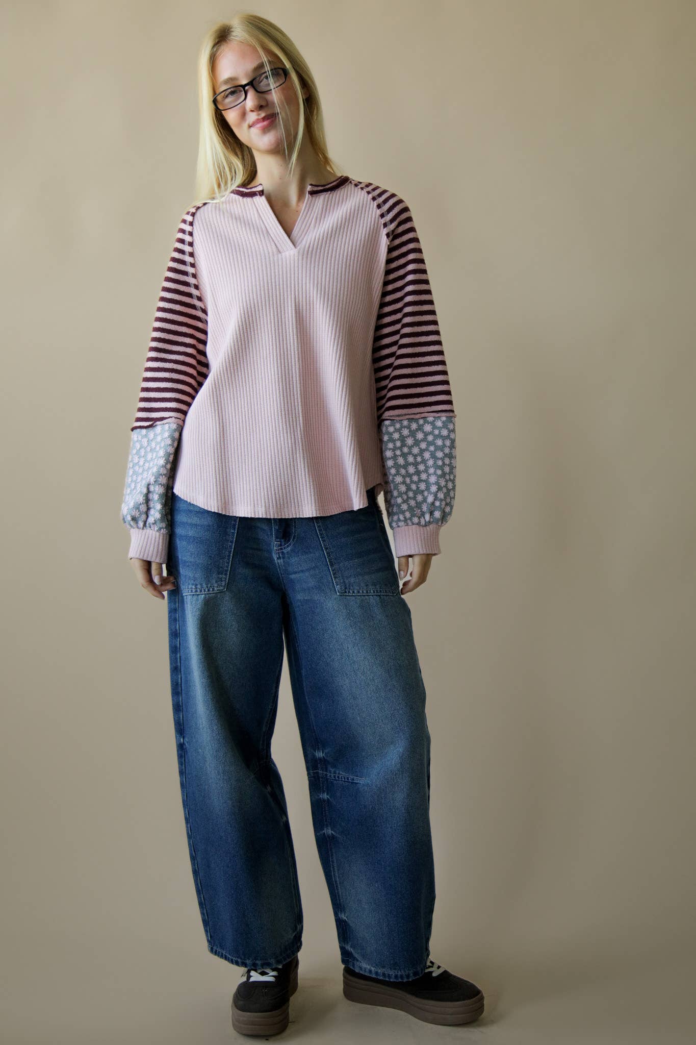 Meredith Floral & Stripe Knit Raglan