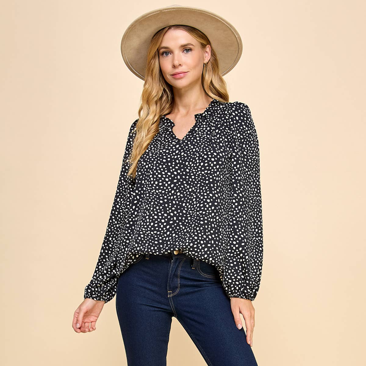 Broome Polka Dot V Neck Blouse