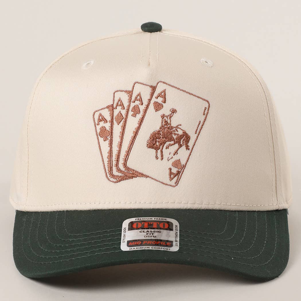 Ace of Cards Embroidered Hunter Green Hat