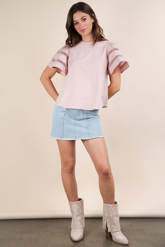 Posey Bow Embellished LW Jean Skirt