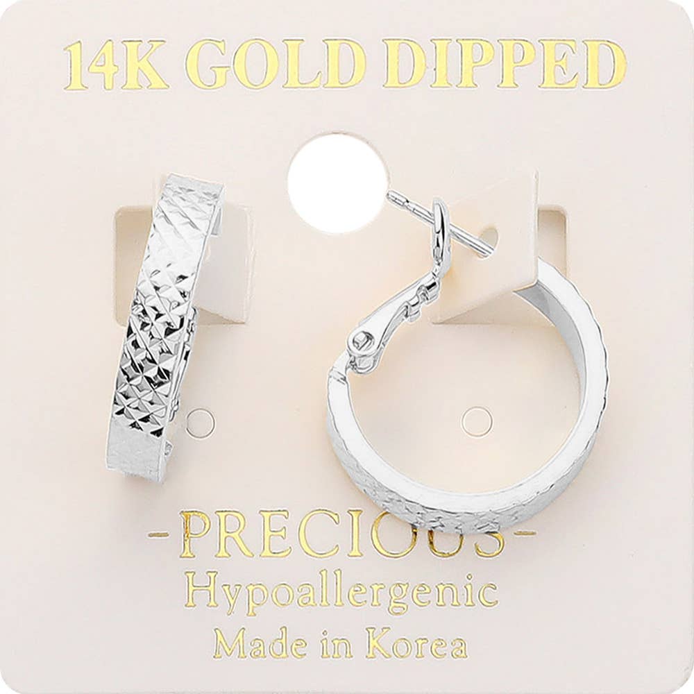 Palmer 14K Gold Dipped Hypoallergenic Textured Gold Hoop Earrings
