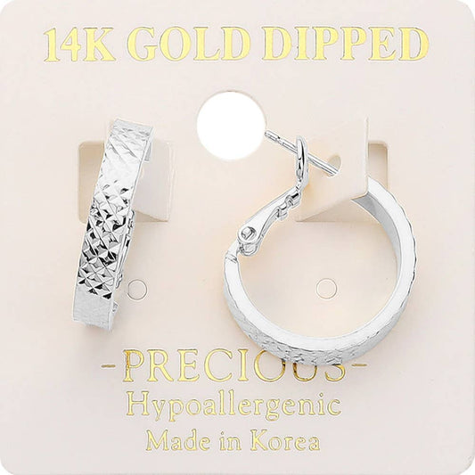 Palmer 14K Gold Dipped Hypoallergenic Textured Gold Hoop Earrings