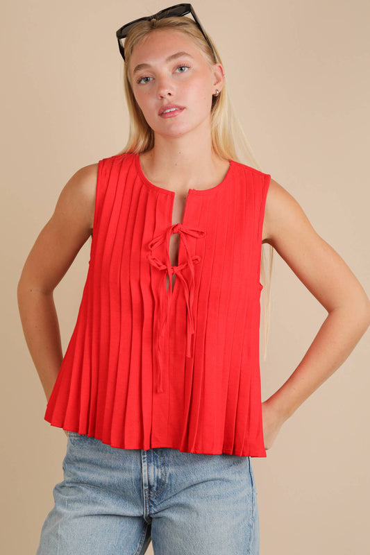 Teena Pleated Sleeveless Top
