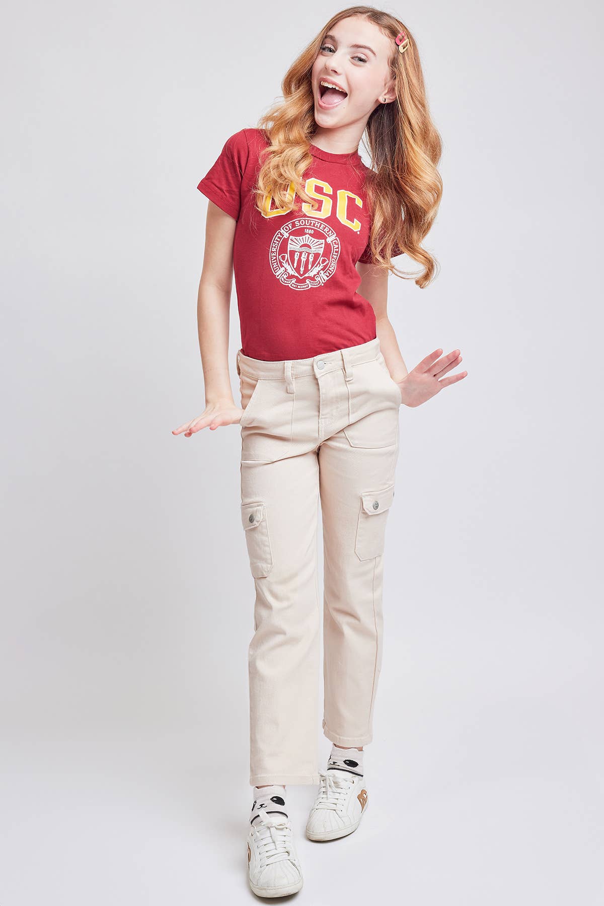 Girls YMI Selena Khaki Cargo Straight Jeans
