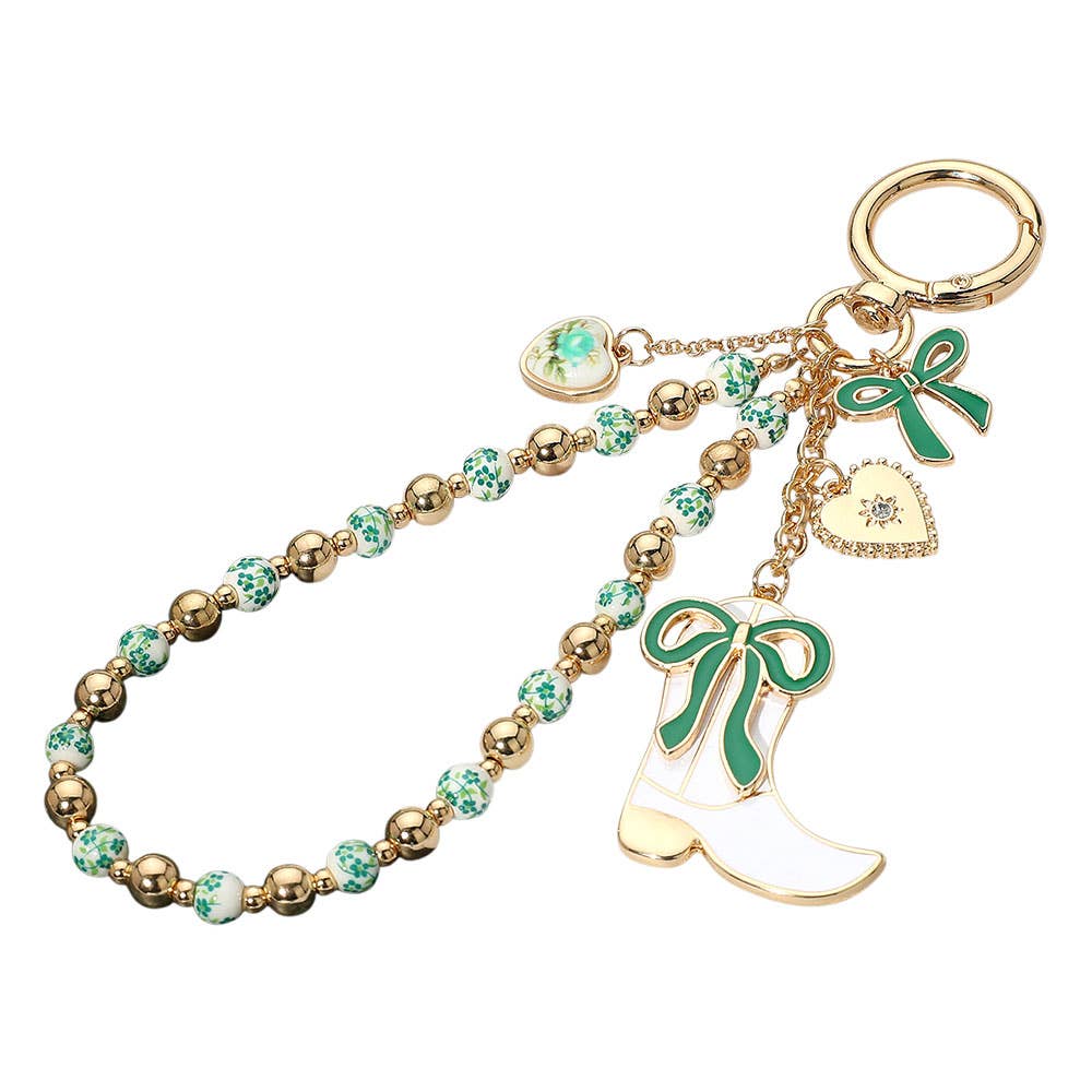 Western Boot Charm Keychain Wristlet