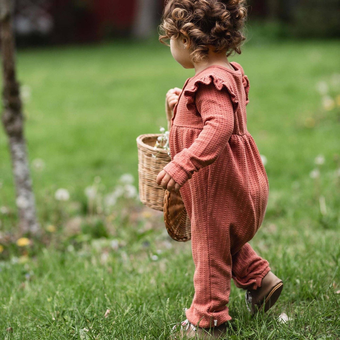 Burt's Bees Girls Dotted Rib Jumpsuit