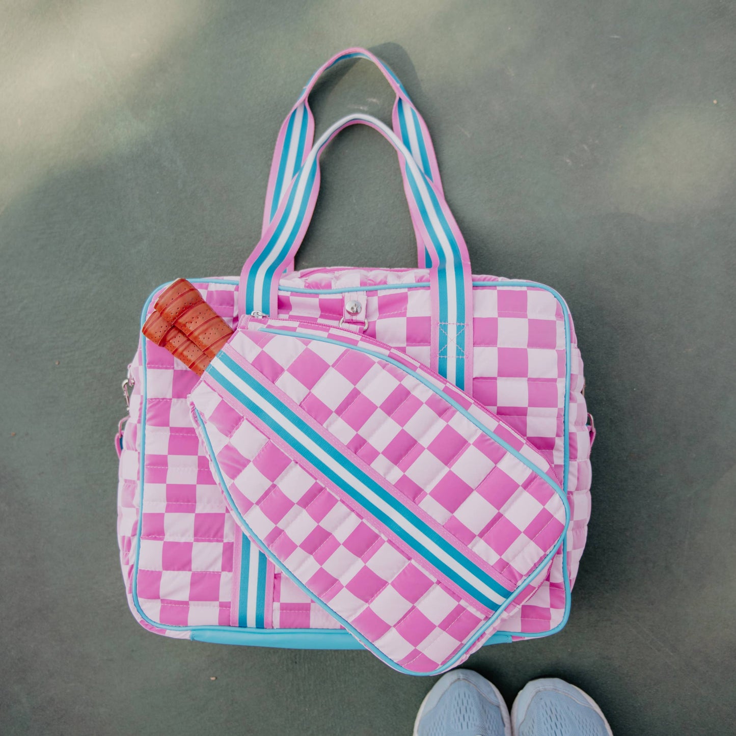 Checkered Pink Pickleball Sling Bag