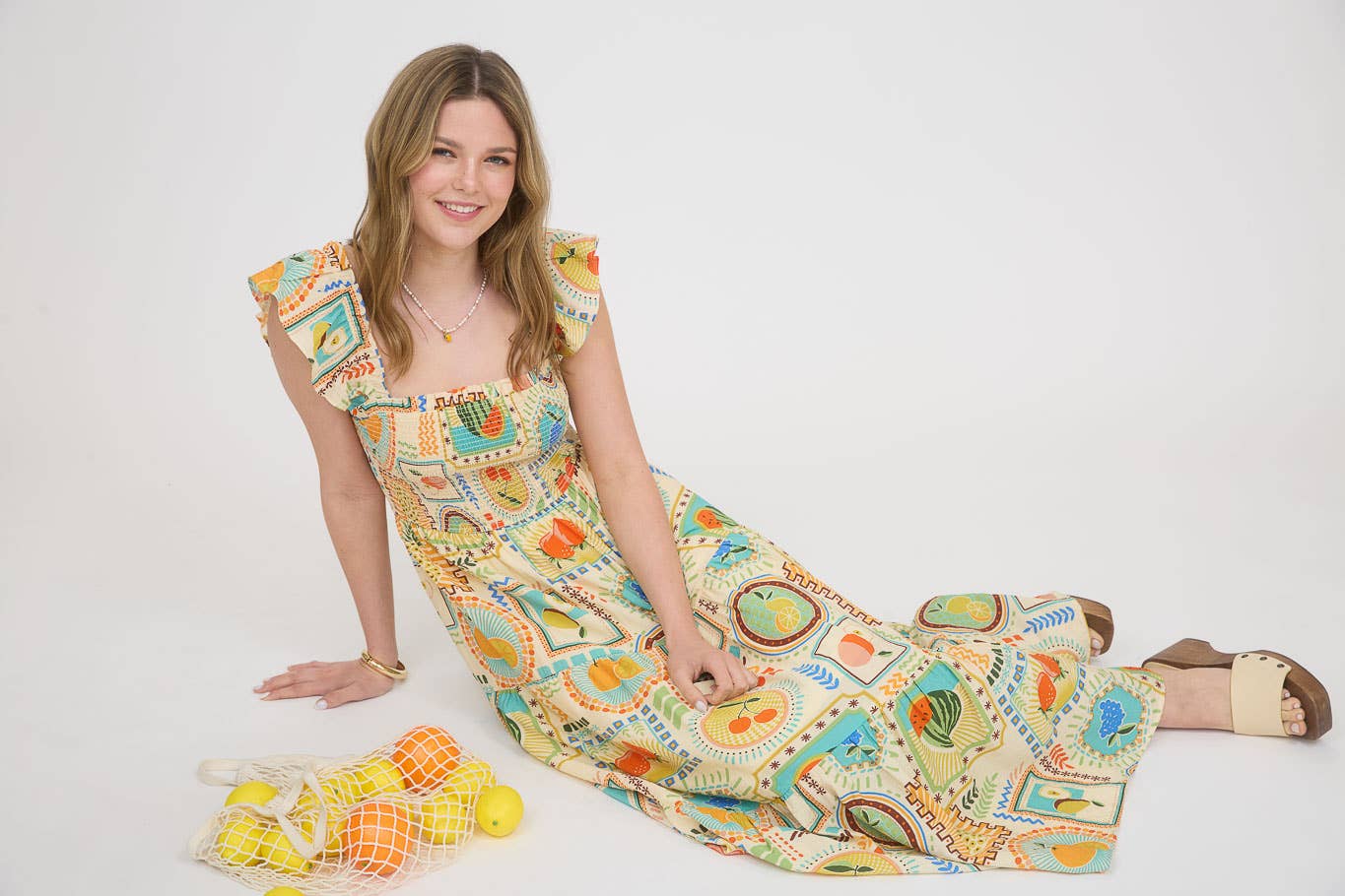 Hollis Colorful Fruit Smocked Dress