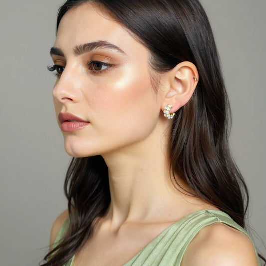 Suzie Pearl Cluster Mini Hoops