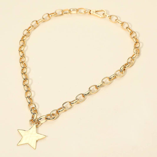 McRae Hammered Star Chain Necklace