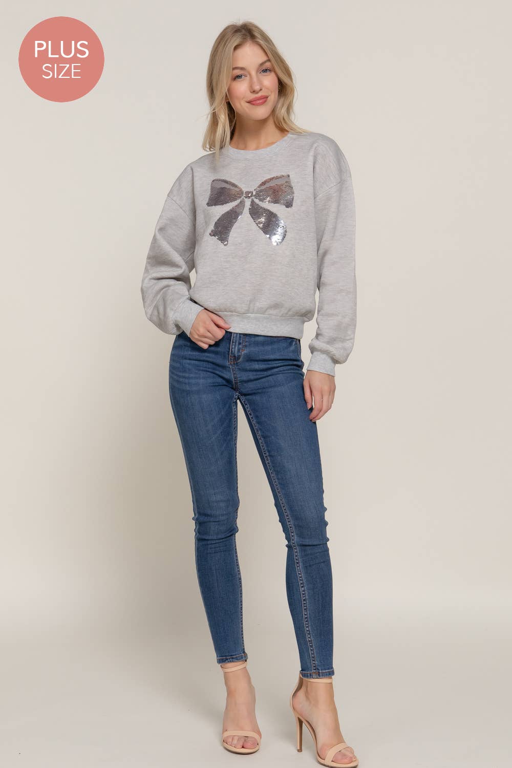 Sequin Bow Sweatshirt (XL-2XL)