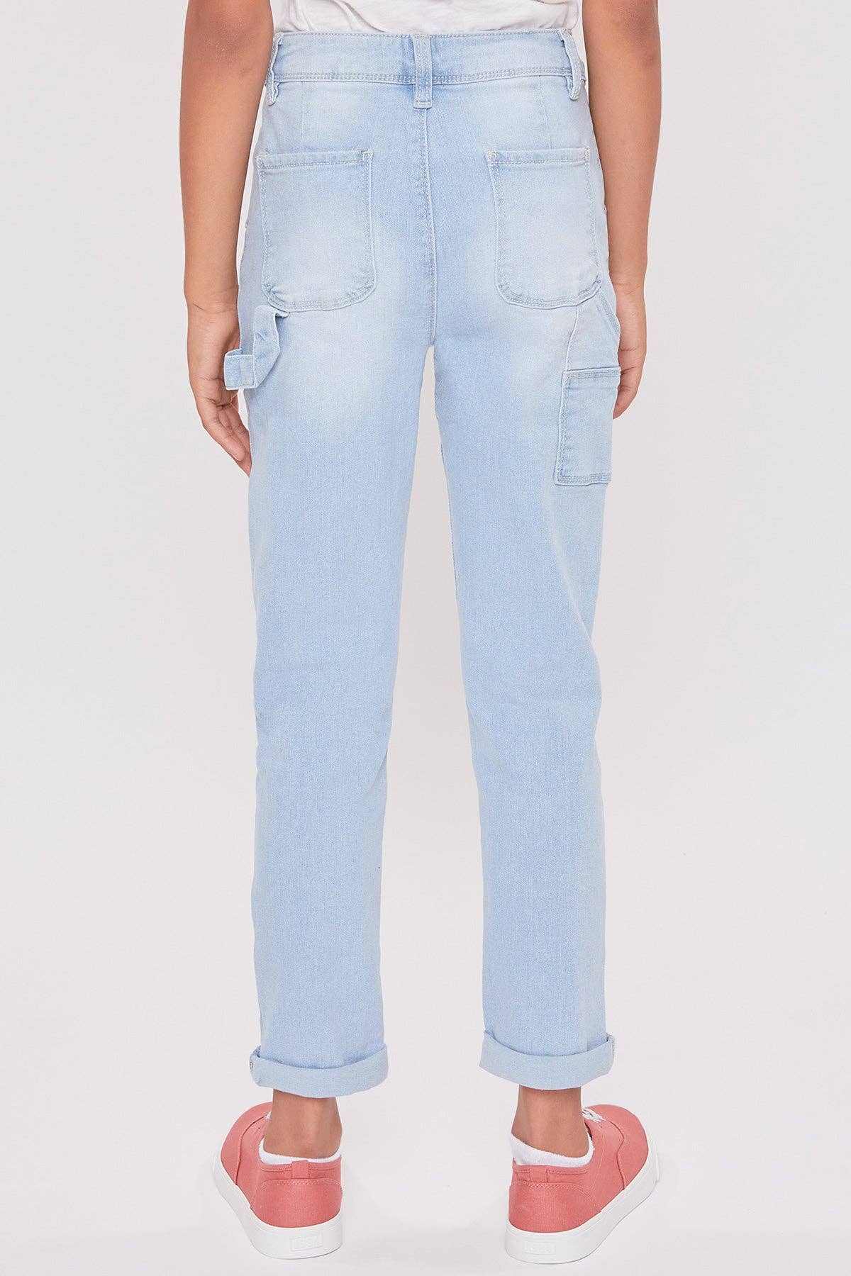 Girls Roll Cuff Carpenter Jeans Light Wash