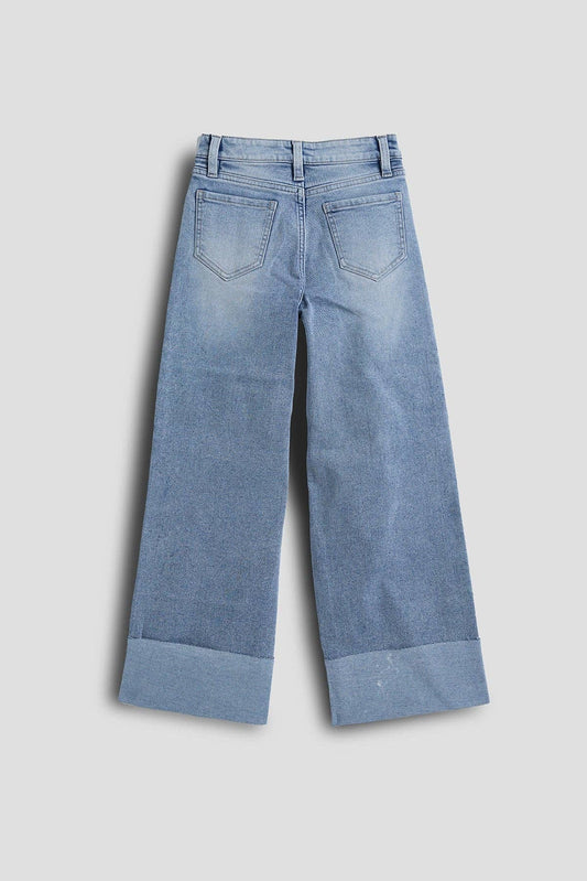 Girls YMI Wide Leg Mega Cuff LW Jeans