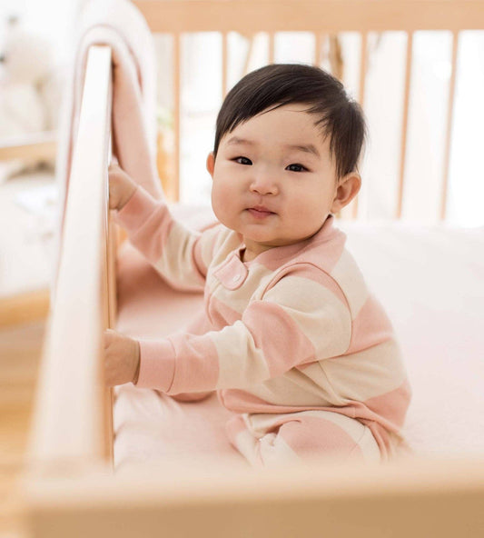 Burt's Bees Girls Rugby Stripe Organic Cotton Sleeper