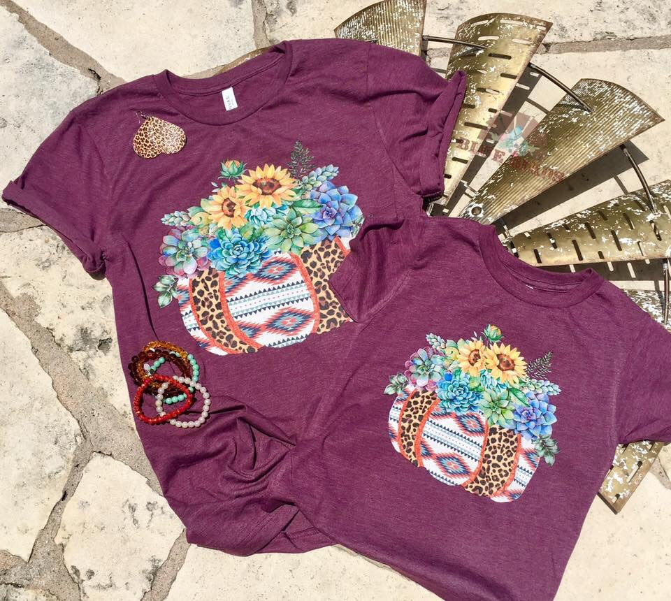 **SALE!!** Baby/Toddler Girl Aztec Leopard Pumpkin Tee