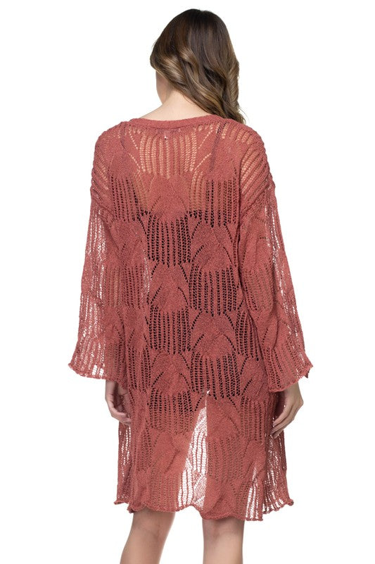 **SALE!** Dark Burgundy Crochet Cardigan (Size Medium)