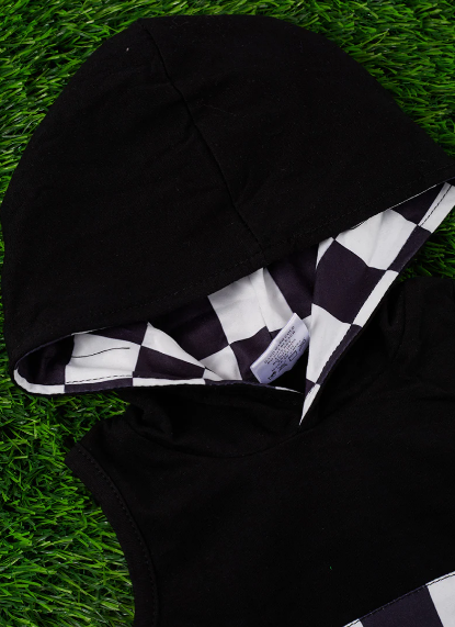 Baby Boy Checkered Hoodie Romper