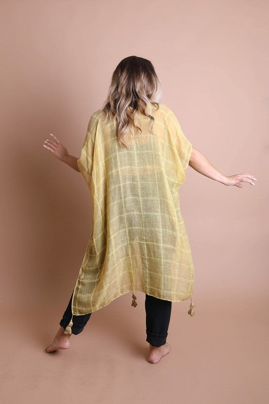 **SALE!** Grid & Tassel Kimono
