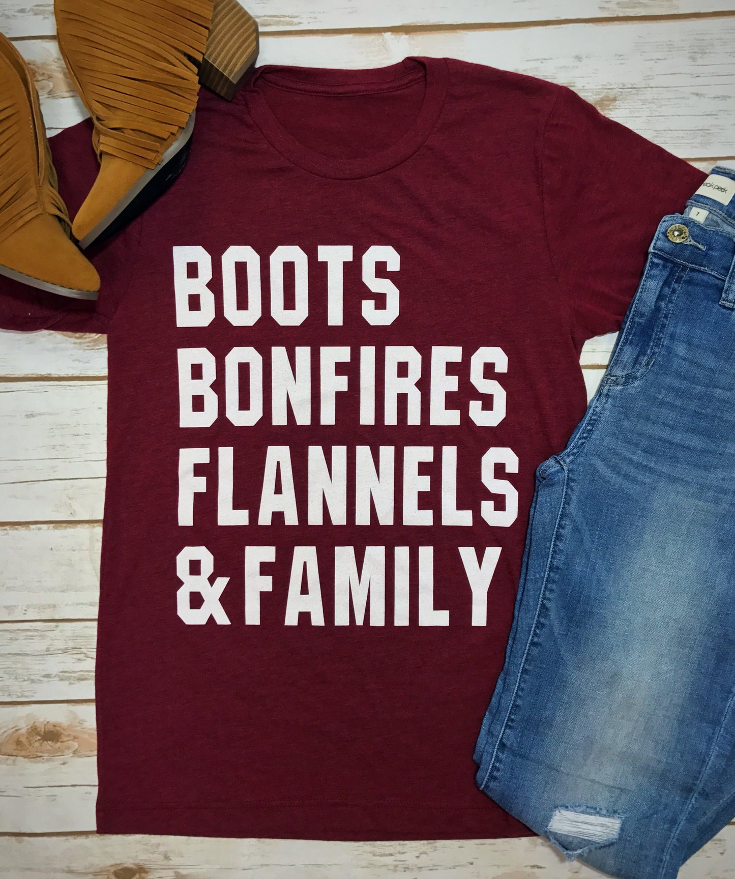 Boots, Bonfires, Flannels & Family Tee