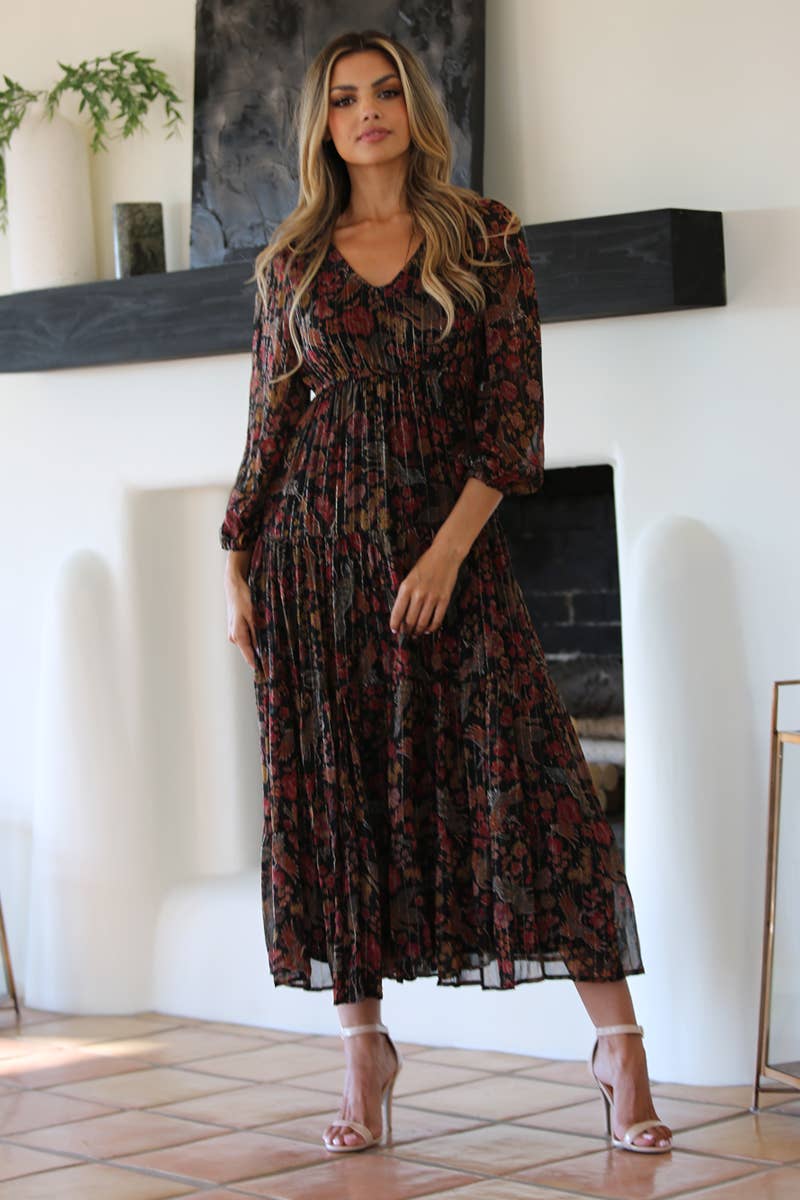 Teresa Floral Bird Maxi Dress