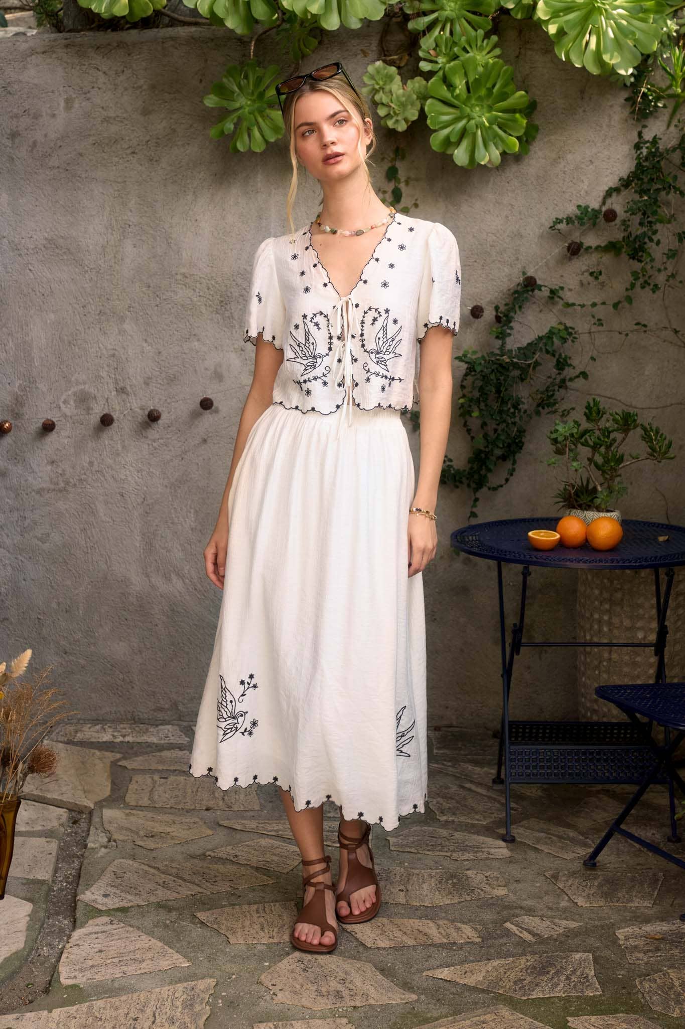 Tatum Embroidered Bird Skirt Set