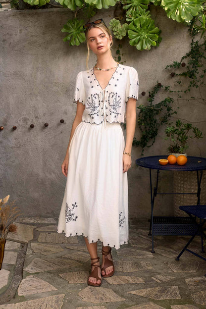 Tatum Embroidered Bird Skirt Set