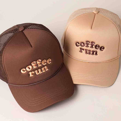 Coffee Run Embroidered Trucker Hat