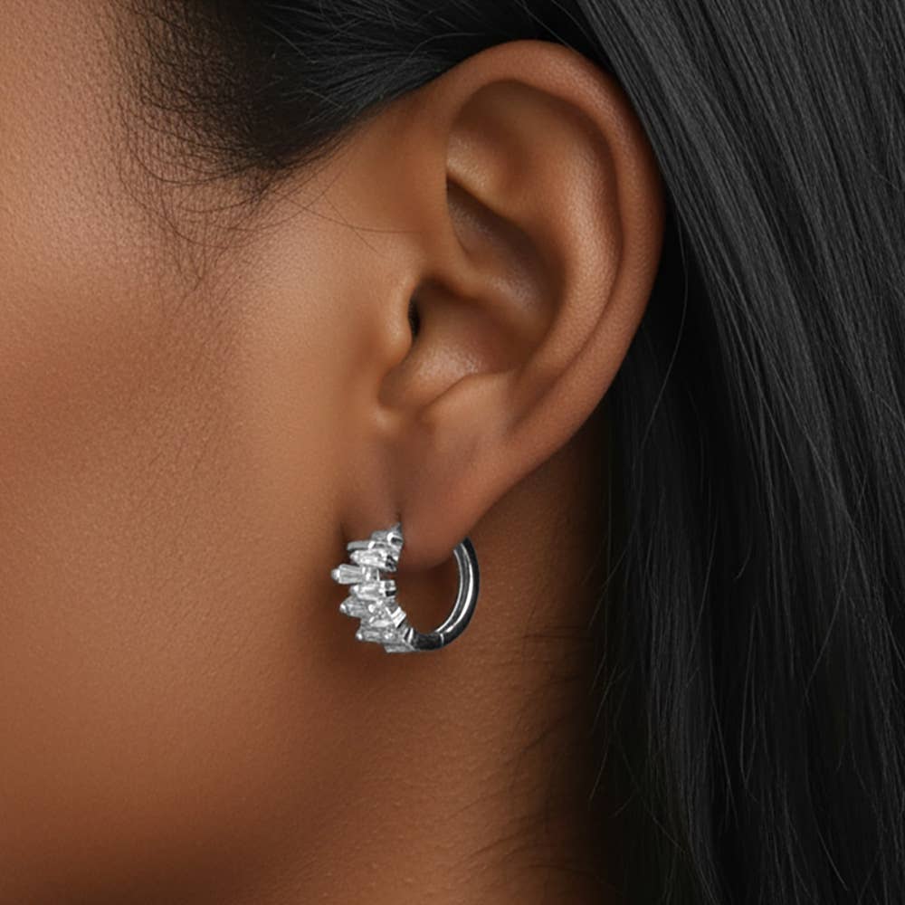 Virginia Stacked Baguette Hoop Earrings