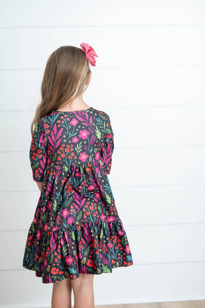Girls Midnight Floral Dress