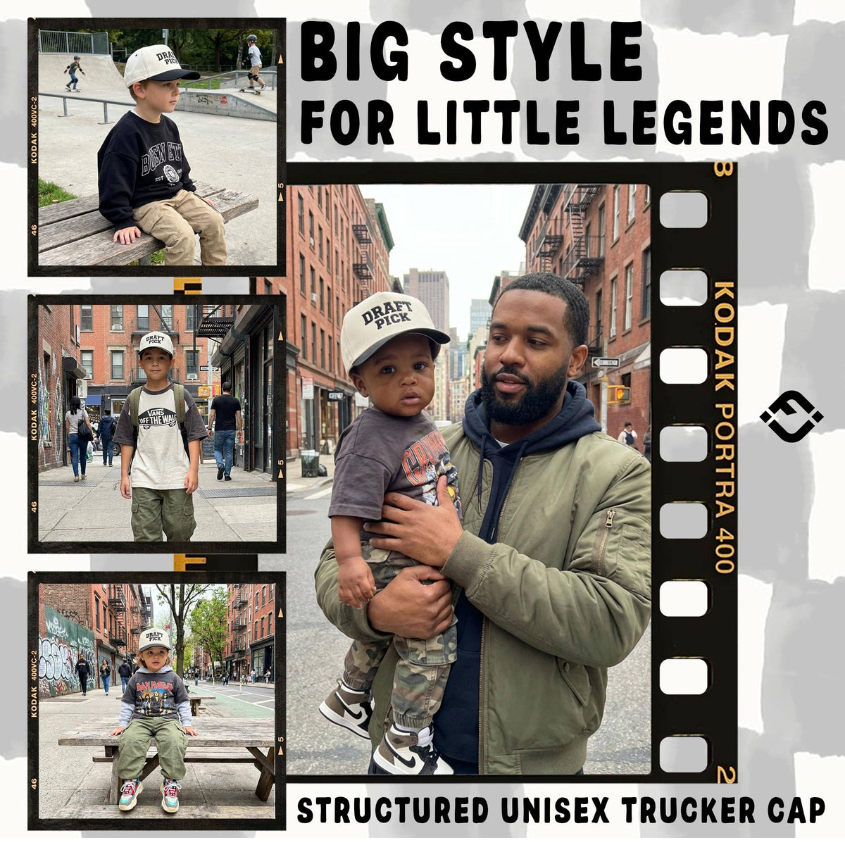Boys Draft Pick Embroidered Black Hat
